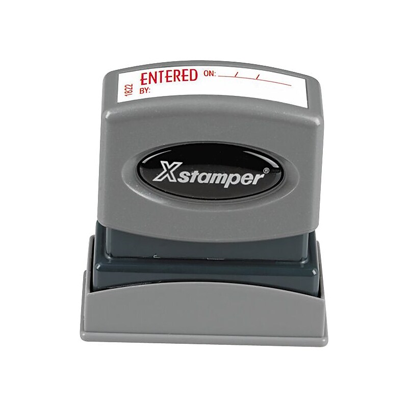 Xstamper 1-Color Title Stamps, "ENTERED", Red (036023) image 1