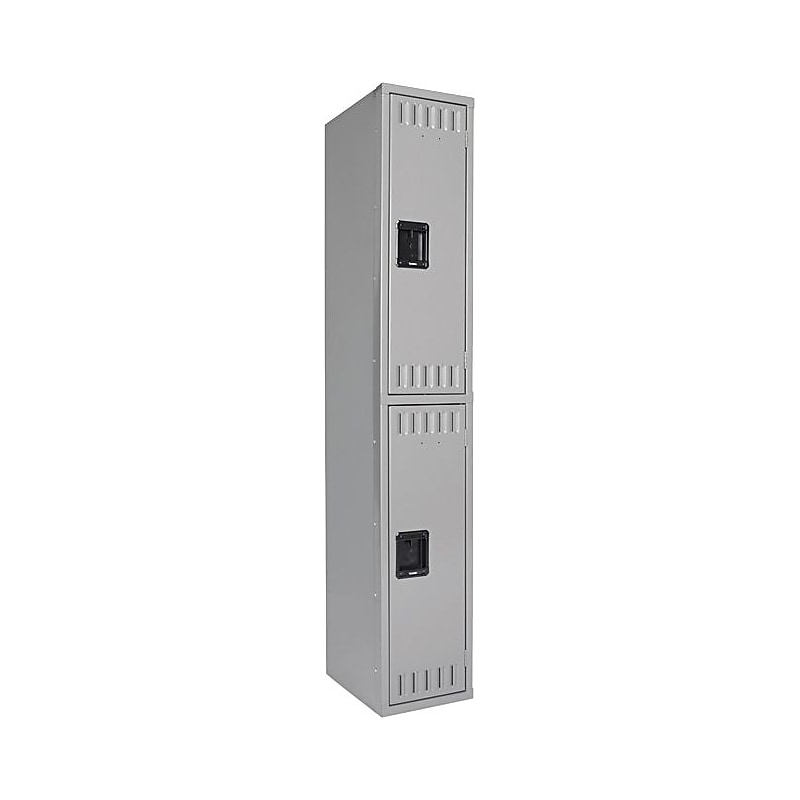 Tennsco Double-Tier Lockers, Single Unit, Medium Gray, 72"H x 12"W x 18"D (DTS121836AMG) image 1