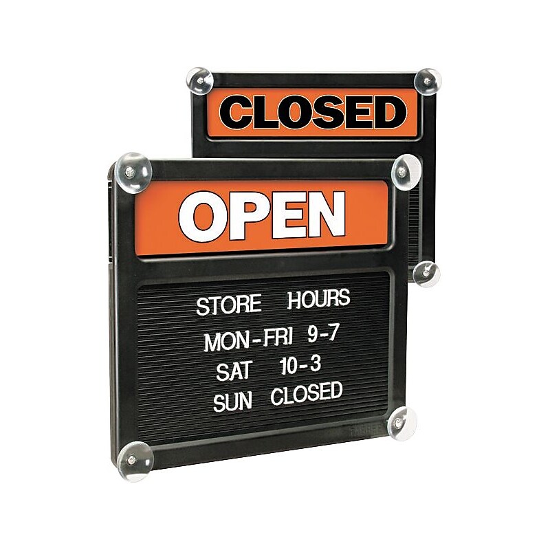 U.S. Stamp & Sign Double-Sided "OPEN/CLOSED" Message Sign with Characters, Black (USS3727) image 1