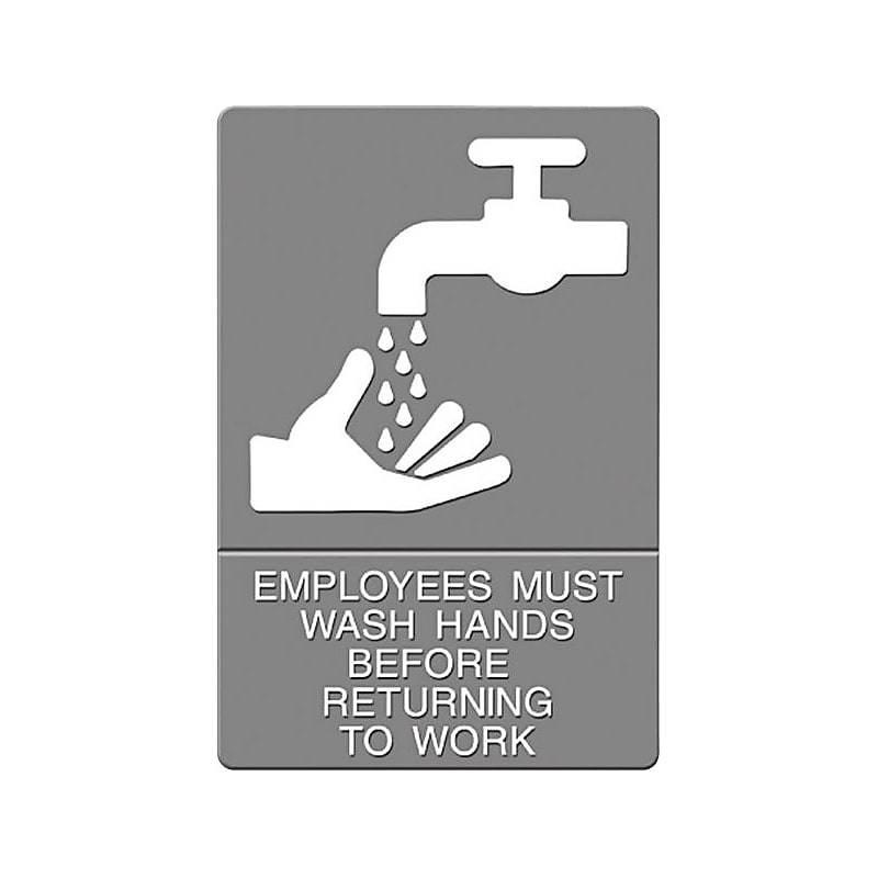 U.S. Stamp & Sign Headline® ADA "EMPLOYEES MUST WASH HANDS" Sign, Gray/White, 6" x 9" image 1