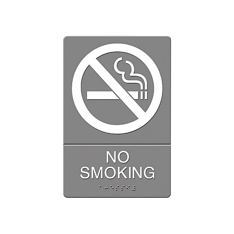U.S. Stamp & Sign Headline® ADA "NO SMOKING" Sign, Gray/White, 6" x 9" (USS4813) image 1