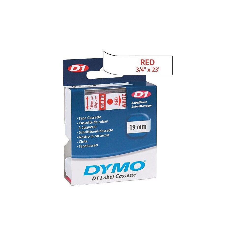 DYMO 3/4 D1 Label Maker Tape, Red on White