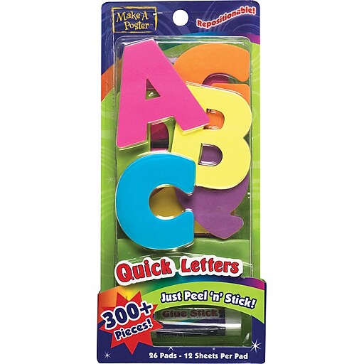 ArtSkills® 1225 Neon Poster Letters with Gluestick (PA1225) Staples