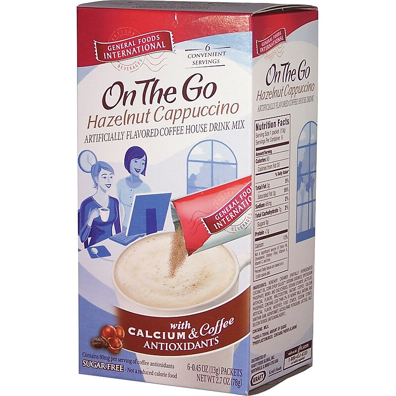 General Foods International® On The Go Instant Coffee, Hazelnut, 6/Pack image 1