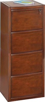 staples® deluxe vertical wood file cabinet, 4-drawer, cherry | staples