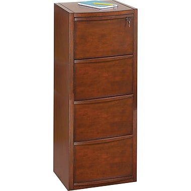 staples® deluxe vertical wood file cabinet, 4-drawer, cherry | staples