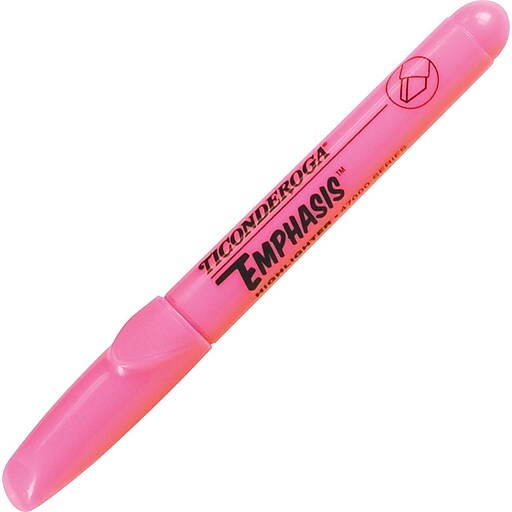 Ticonderoga® Emphasis Fluorescent Highlighter, Chisel Tip, Pink Staples