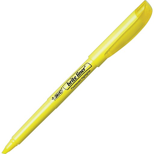 BIC Brite Liner Stick Highlighters, Chisel Tip, Fluorescent Yellow, 216