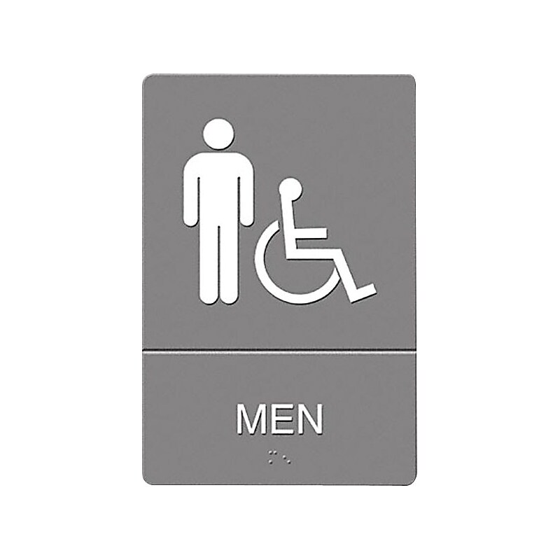 U.S. Stamp & Sign Headline ADA "MEN" Wheelchair Accessible Restroom Sign, 6" x 9", Gray/White (UST4815) image 1