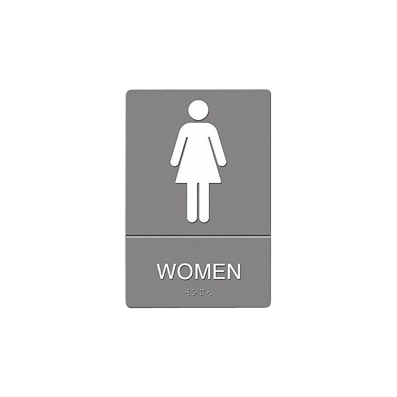 U.S. Stamp & Sign Headline® ADA "WOMEN" Sign, Gray/White, 6" x 9" image 1