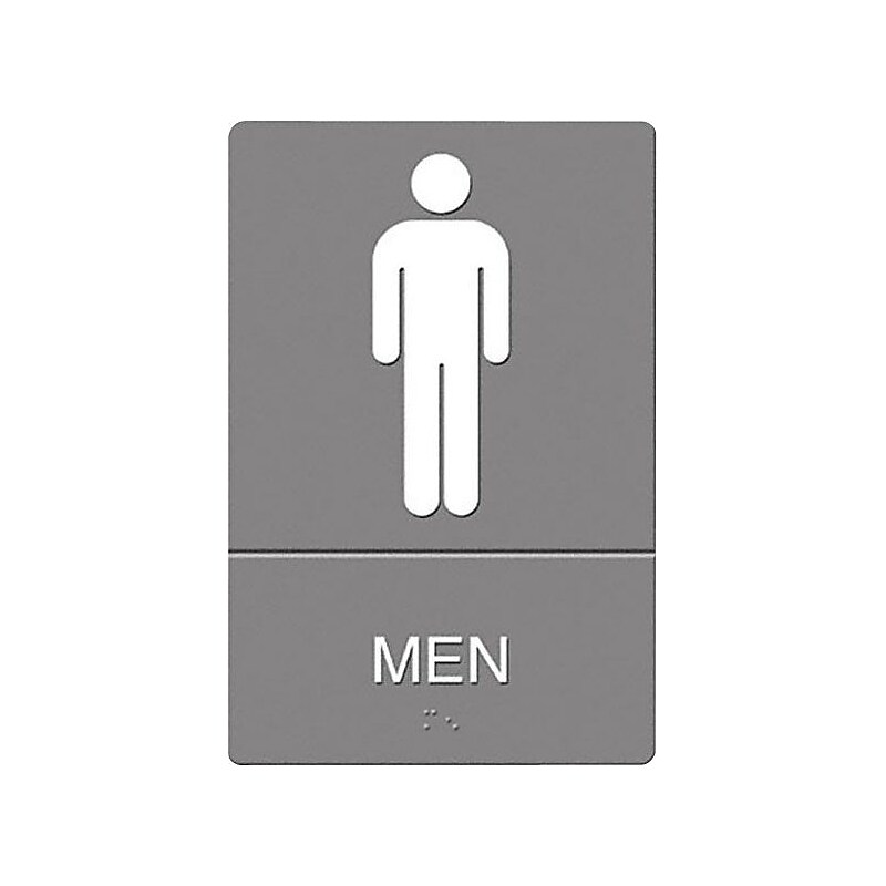 U.S. Stamp & Sign Headline ADA "MEN" Restroom Sign, 6" x 9", Gray/White (USS4817) image 1