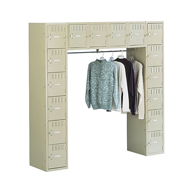 Tennsco® Heavy-Gauge Steel 16-Box Compartment Lockers and Coat Bar, Medium Grey image 1