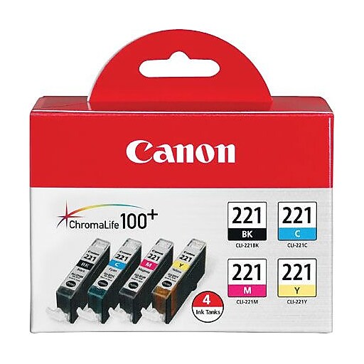 Canon 221 Black/Cyan/Magenta/Yellow Standard Yield Ink Cartridge