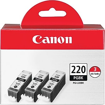 Canon PGI-220 Pigment Black Standard Yield Ink Cartridge, 3/Pack (2945B004)