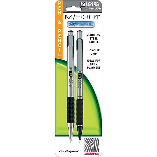 Zebra Pen M/F 301 Stainless Steel Retractable Pen and Mechanical Pencil