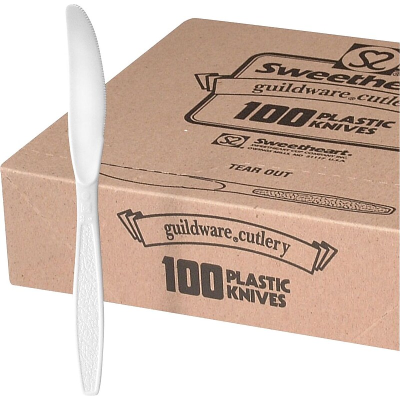 Dart® Guildware® Heavy-Weight Boxed Knife, White, 100/Box (GBX6KW-0007) image 1
