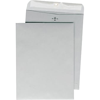 Quality Park® 28lb. Clasp Colored Catalog Envelopes, Grey Kraft, 10" x 13", 100/Box