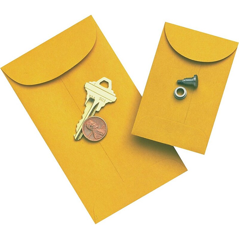 Quality Park Gummed #5 Kraft Currency Envelope, 5 1/4" x 2 7/8", Light Brown, 500/Box (50462) image 1