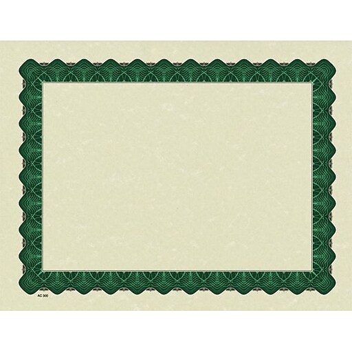 Great Papers Certificates, 8.5" x 11", Beige and Matte Green, 25/Pack