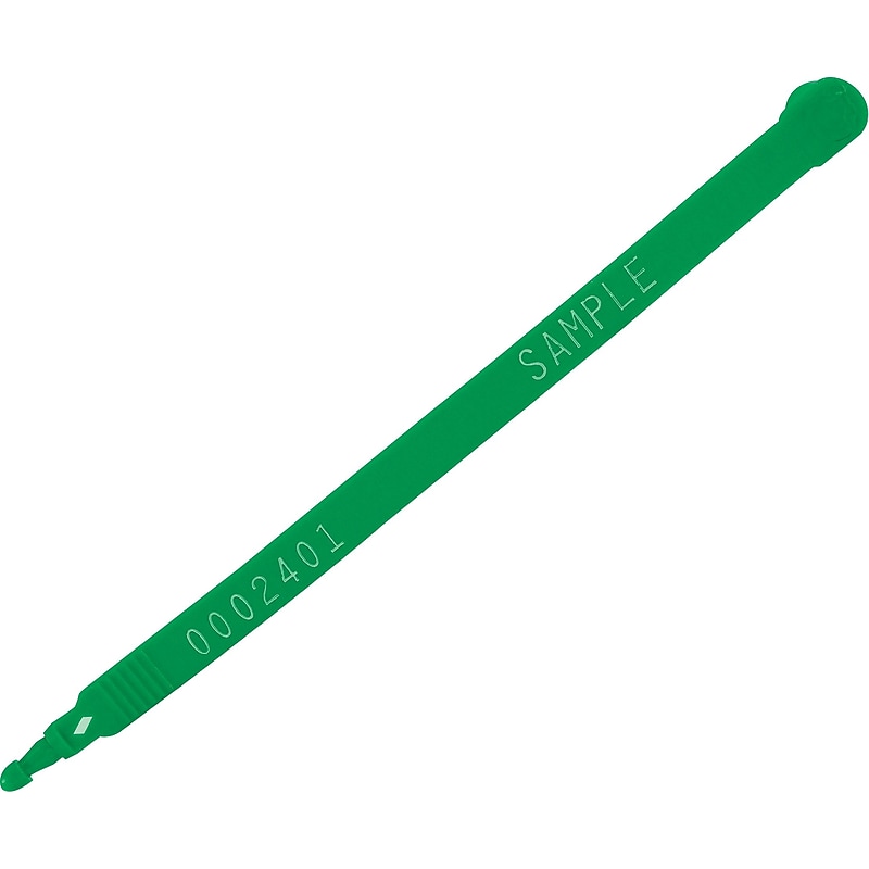 Plastic Truck Seals, 3/8" x 7 1/2", Green, 100/Case (SE1031G) image 1