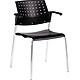 Global Sonic™ Plastic All-Purpose Stackable Guest Chairs with Arms, Black, 2/Ct (6513CH-BK/BK)