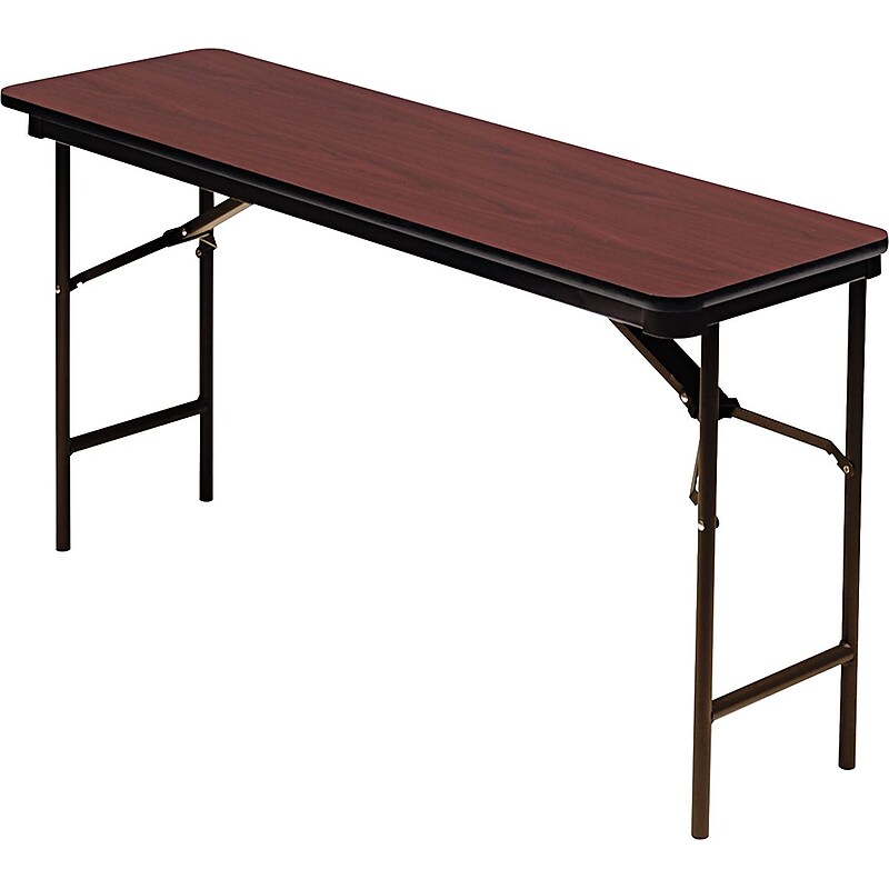 ICEBERG OfficeWorks 18" x 60" Laminate Folding Table, Mahogany (55274) image 1