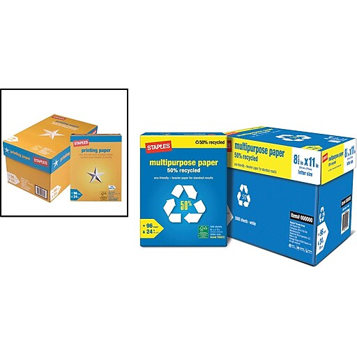 Staples 50 Recycled Multipurpose Paper, 8 1/2" x 11", Case Staples