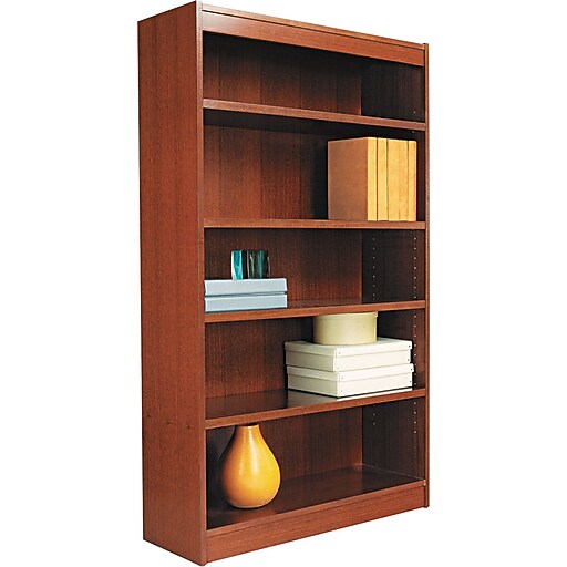 Alera, Square Corner Bookcase in Cherry Finish, 5Shelves at Staples