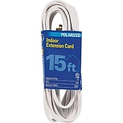 GE Polarized 15'L General Purpose Extension Cord, 1 Outlet, White (51962)