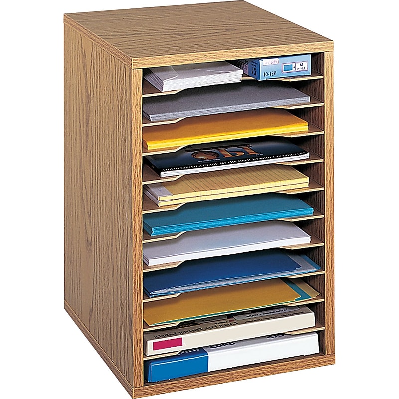 Safco Vertical Desktop Sorter, Medium Oak (9419MO) image 1