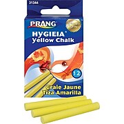Prang Hygieia Low Dust Chalkboard Chalk, Yellow, 12/Box (31344)