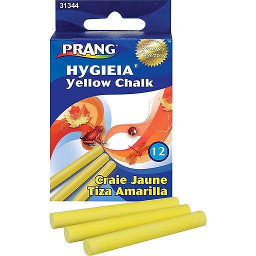 Yellow 31344 Prang Hygieia Chalk 3.25 x 0.375 Inch Sticks 12 Pieces 