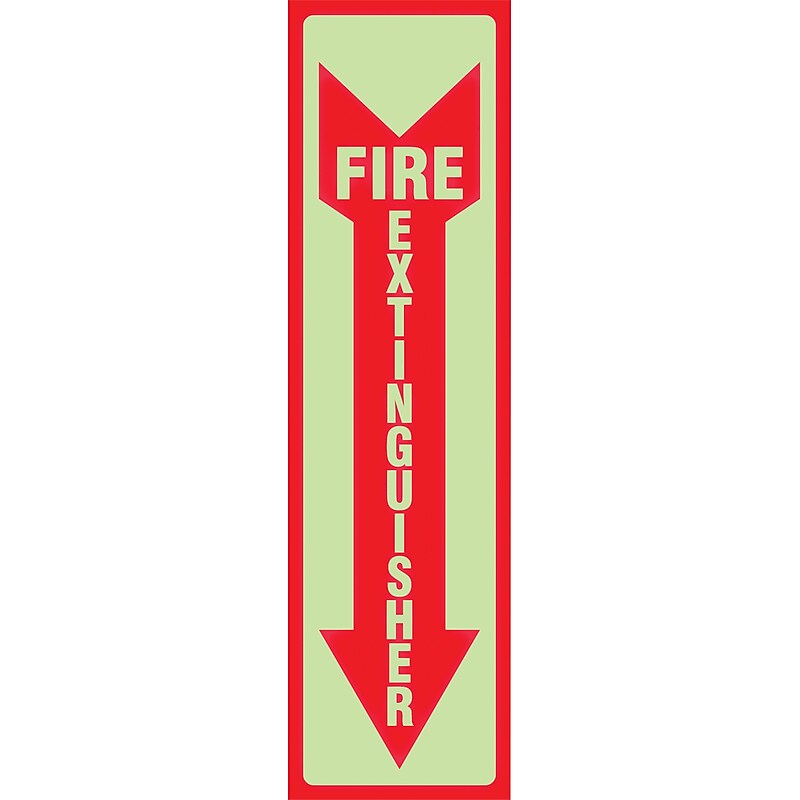 Headline "Fire Extinguisher" Glow In The Dark Sign, 4"x13", 1 each image 1