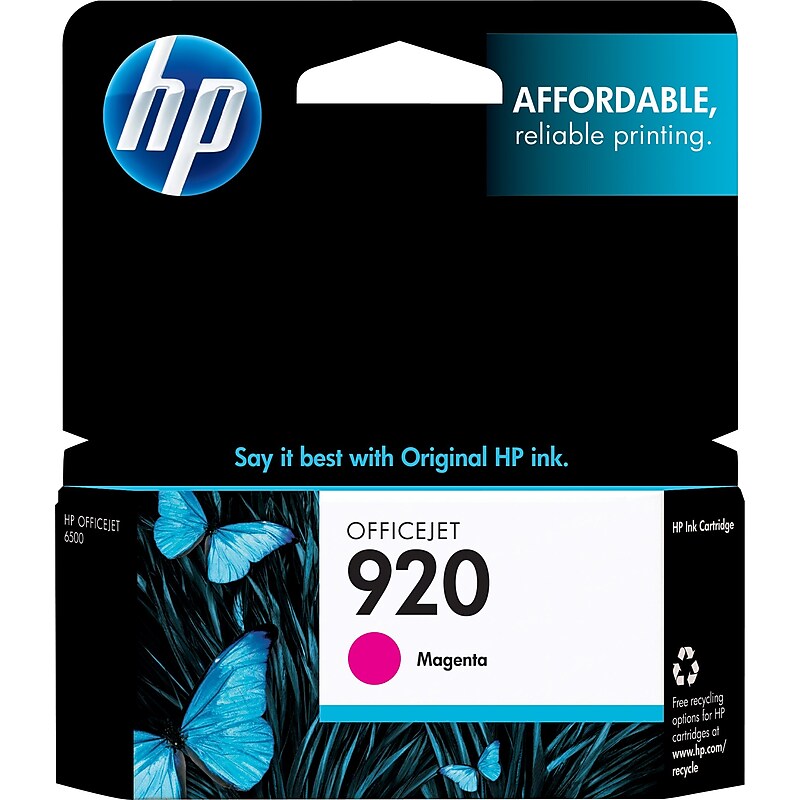 HP 920 Magenta Standard Yield Ink Cartridge, Prints Up to 300 Pages (CH635AN#140) image 1