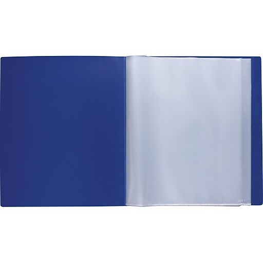 Staples® Presentation Binder, 24 Sleeve Capacity, Blue Staples