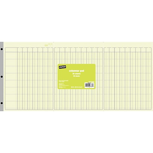 Staples® Columnar Pads, 25 Column, 253/8" x 11", Each at Staples