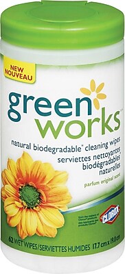 Green Works® Compostable Cleaning Wipes, Original, 62/Pack (1155)