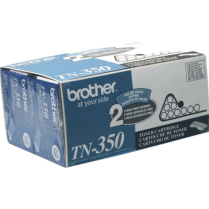 Brother TN-350 Black Standard Yield Toner Cartridge, 2/Pack