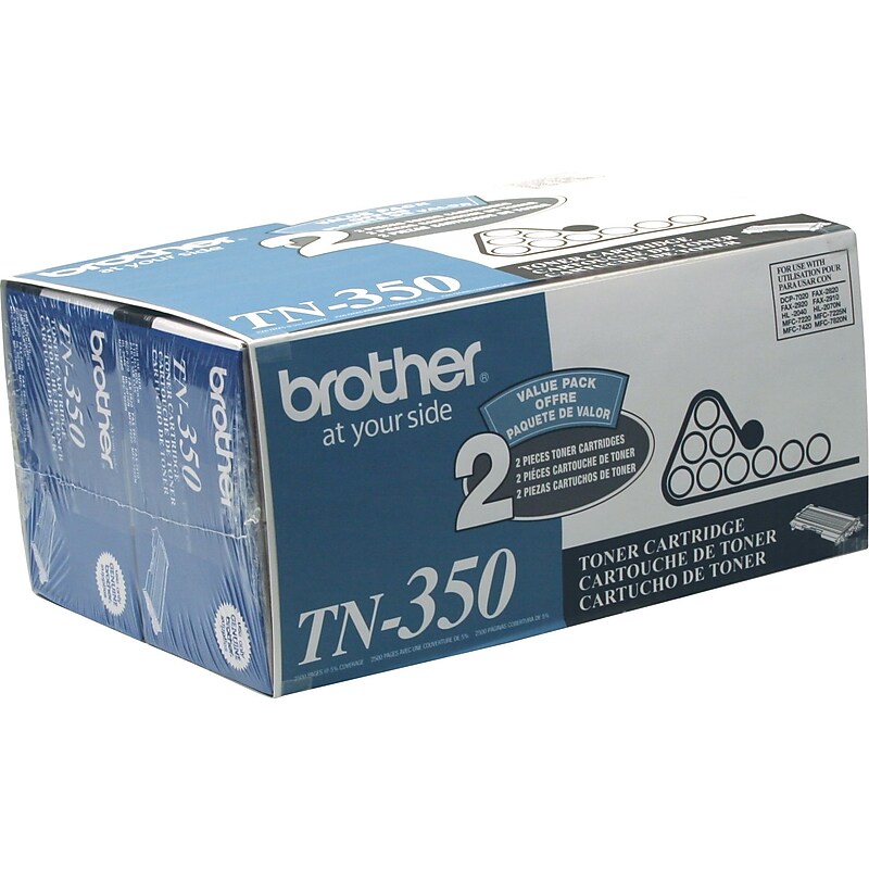 Brother TN-350 Black Standard Yield Toner Cartridge, 2/Pack (TN3502PK) image 1