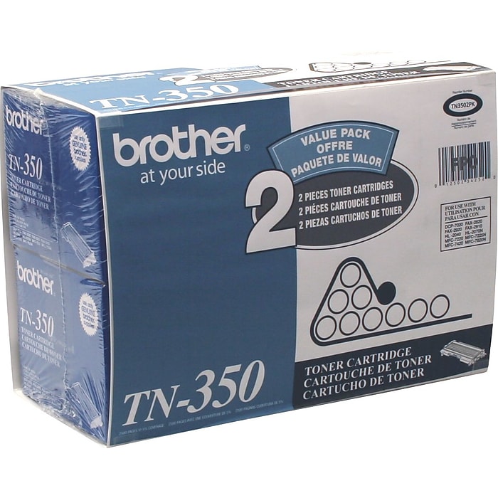 Brother TN-350 Black Standard Yield Toner Cartridge, 2/Pack