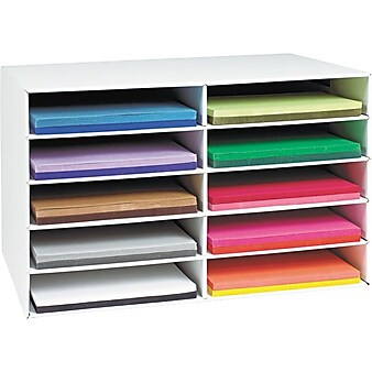 Pacon Classroom Construction Paper Storage, 26 7/8" x 16 7/8" x 18 1/2", White (PAC001316)