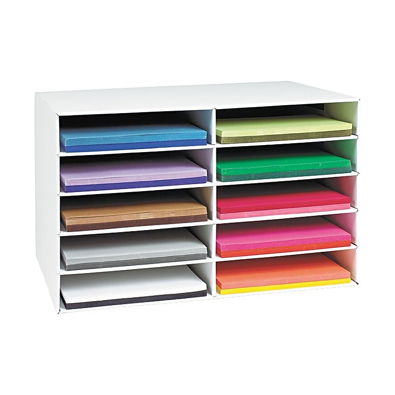 Pacon Classroom Construction Paper Storage, 26 7/8" x 16 7/8" x 18 1/2", White (PAC001316) image 1