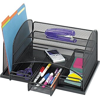 Safco Onyx 5-Compartment Wire Mesh Accessory Tray, Black (3252BL)