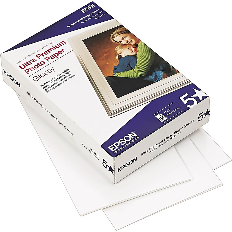 Epson Ultra Premium Glossy Photo Paper, 4" x 6", 100 Sheets/Pack (EPSS042174) image 1