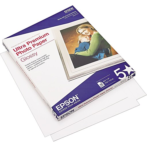 Epson Ultra Premium Glossy Photo Paper, 8.5" x 11", 50 Sheets/Pack