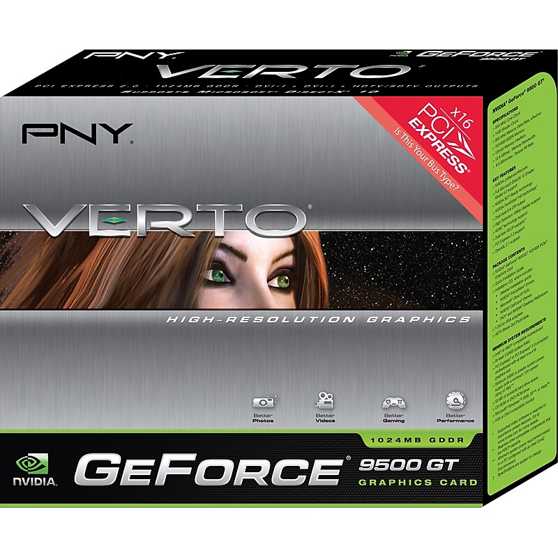PNY GeForce 9500 GT 1GB PCIe Verto Graphics Card image 1