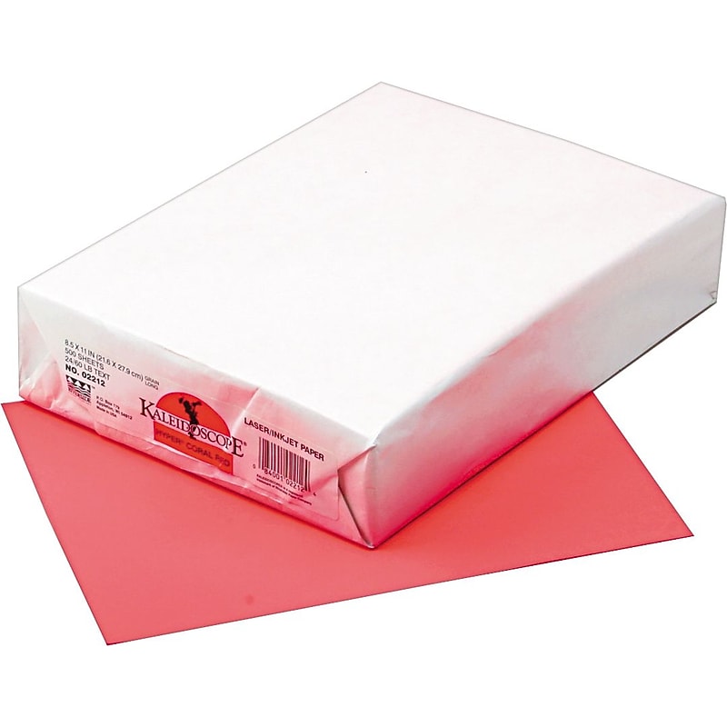 Kaleidoscope Colored Copy/Laser Paper, Coral Red, 24lb, Letter, 500 Sheets image 1