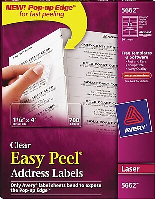 avery® clear laser address labels with easy peel®  staples®