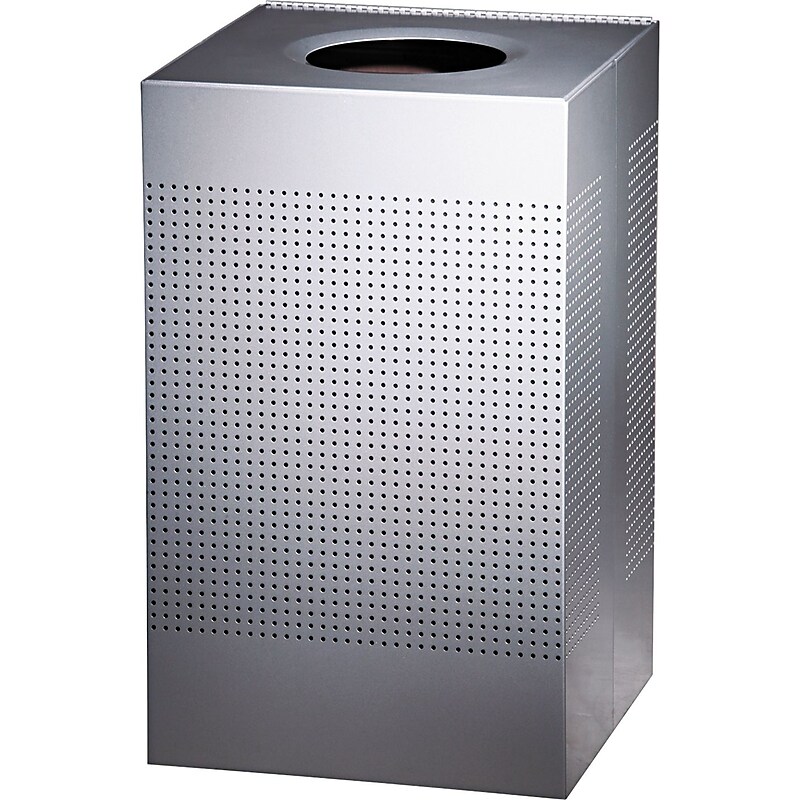 Rubbermaid Designer Line Silhouettes Waste Receptacles, Steel, 20 Gallon, Silver Metallic, 30"H x 18 3/4"W x 14 3/4"D image 1