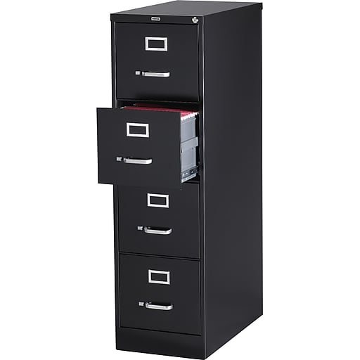 staples 4 drawer vertical file cabinet, metal, black, letter size, 26.5"d  (13444d)